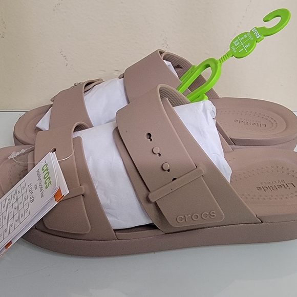 Crocs Two-Strap Slide Sandals in Taupe - Picture 5 of 5